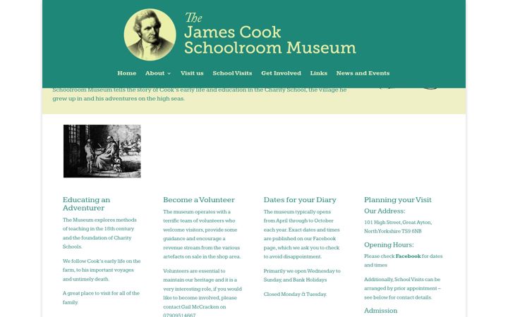 Screenshot ta' captaincookschoolroommuseum.co.uk