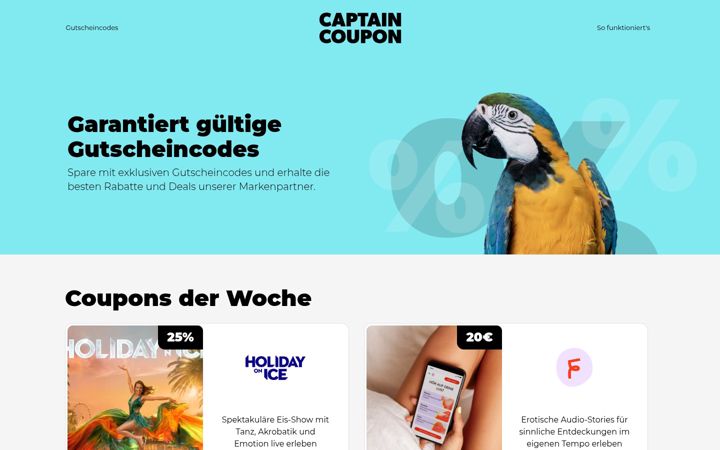 Screenshot του captaincoupon.de