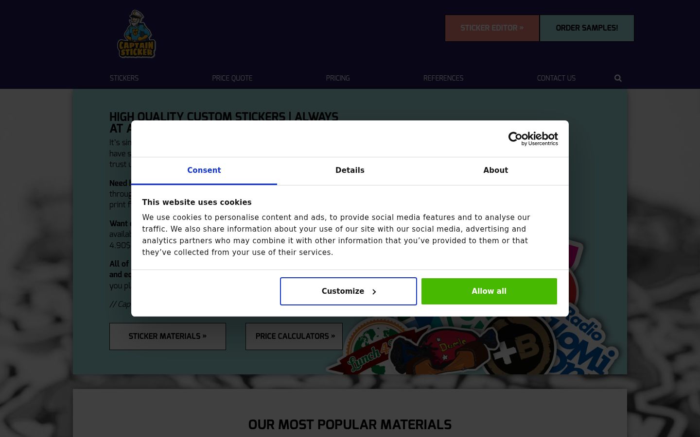 Sutikimo reklamjuostės, rodytos prieš bet kokią sąveiką, ekrano kopija