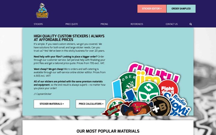 Screenshot of captainsticker.com