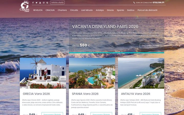 Screenshot of captaintravel.ro