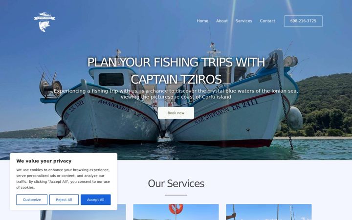 Screenshot of captaintzirosfishingtrips.com