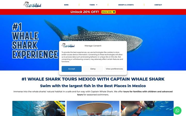 Screenshot of captainwhaleshark.com