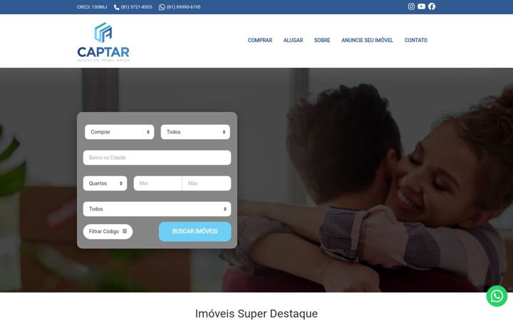 Screenshot stránky captarimoveis.com.br