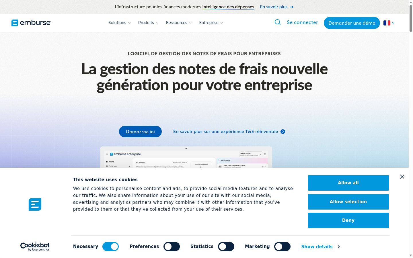 Screenshot of the consent banner shown before any interaction