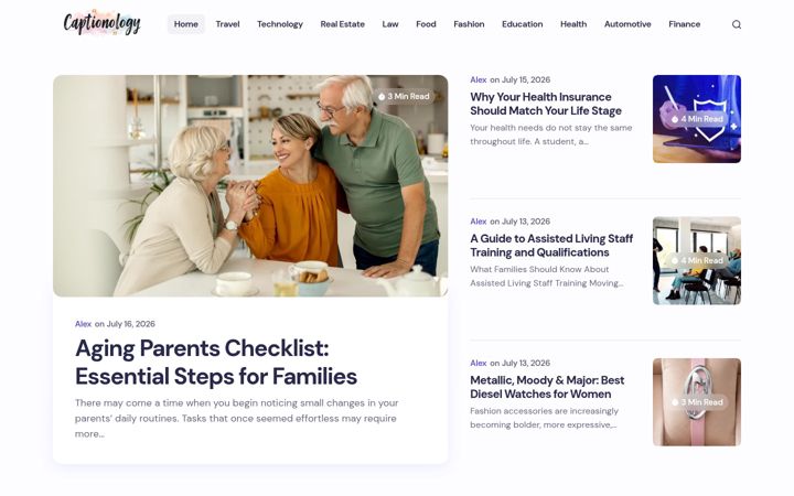 Screenshot of captionology.com