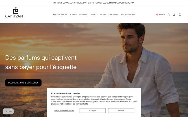 Screenshot of captivantparfums.com