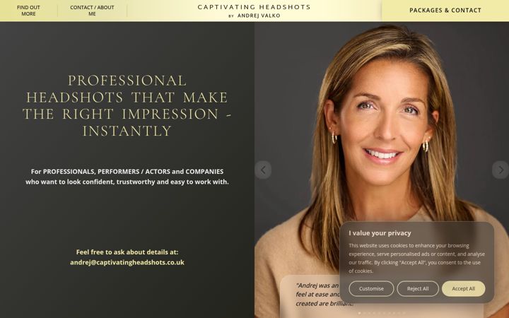 Screenshot of captivatingheadshots.co.uk