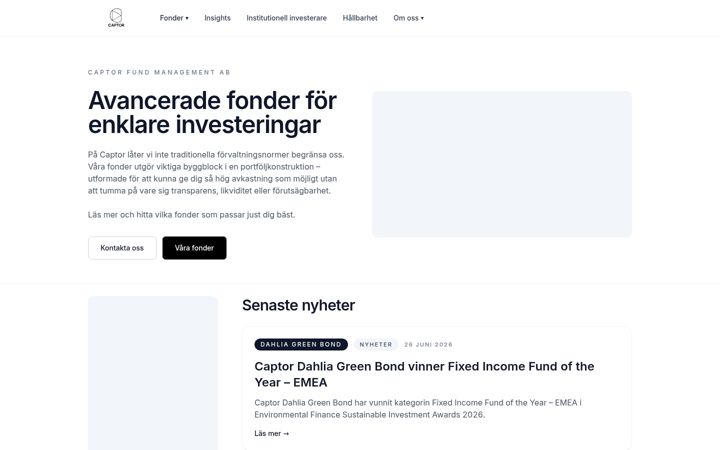 Screenshot stránky captor.se