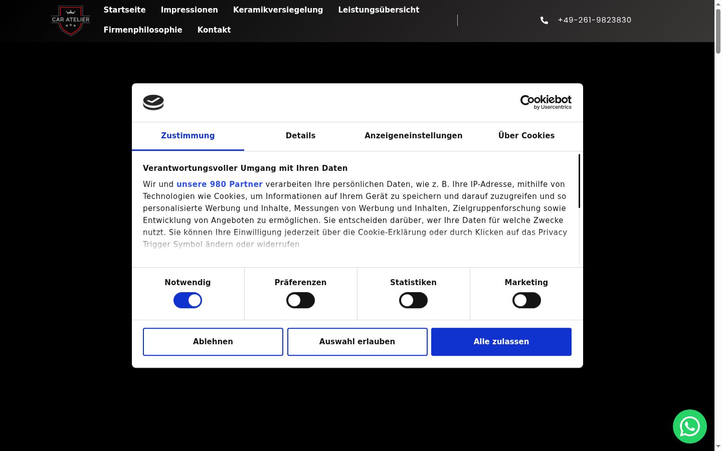 Captura de pantalla del banner de consentimiento mostrado antes de cualquier interacción