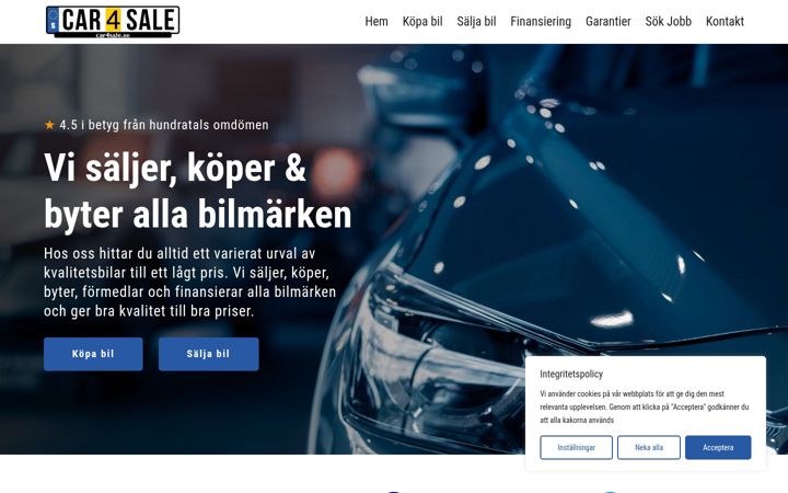 Screenshot of car4sale.se