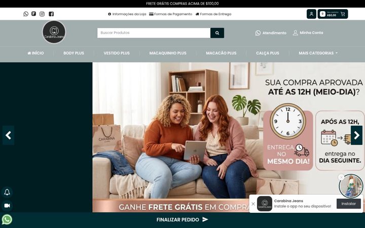 Screenshot stránky carabinajeans.com.br