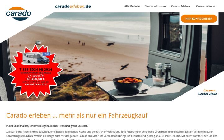 Screenshot von carado-erleben.de