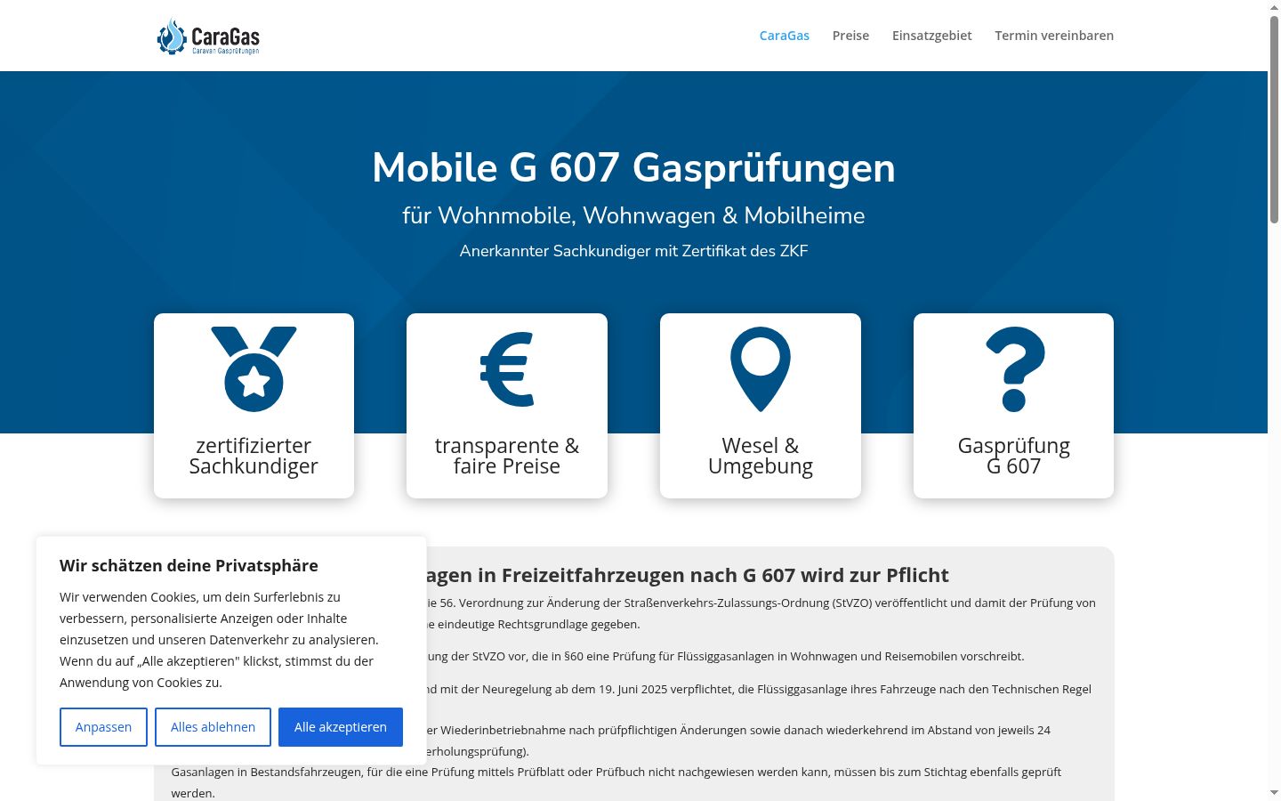 Screenshot des Einwilligungsbanners vor jeglicher Interaktion