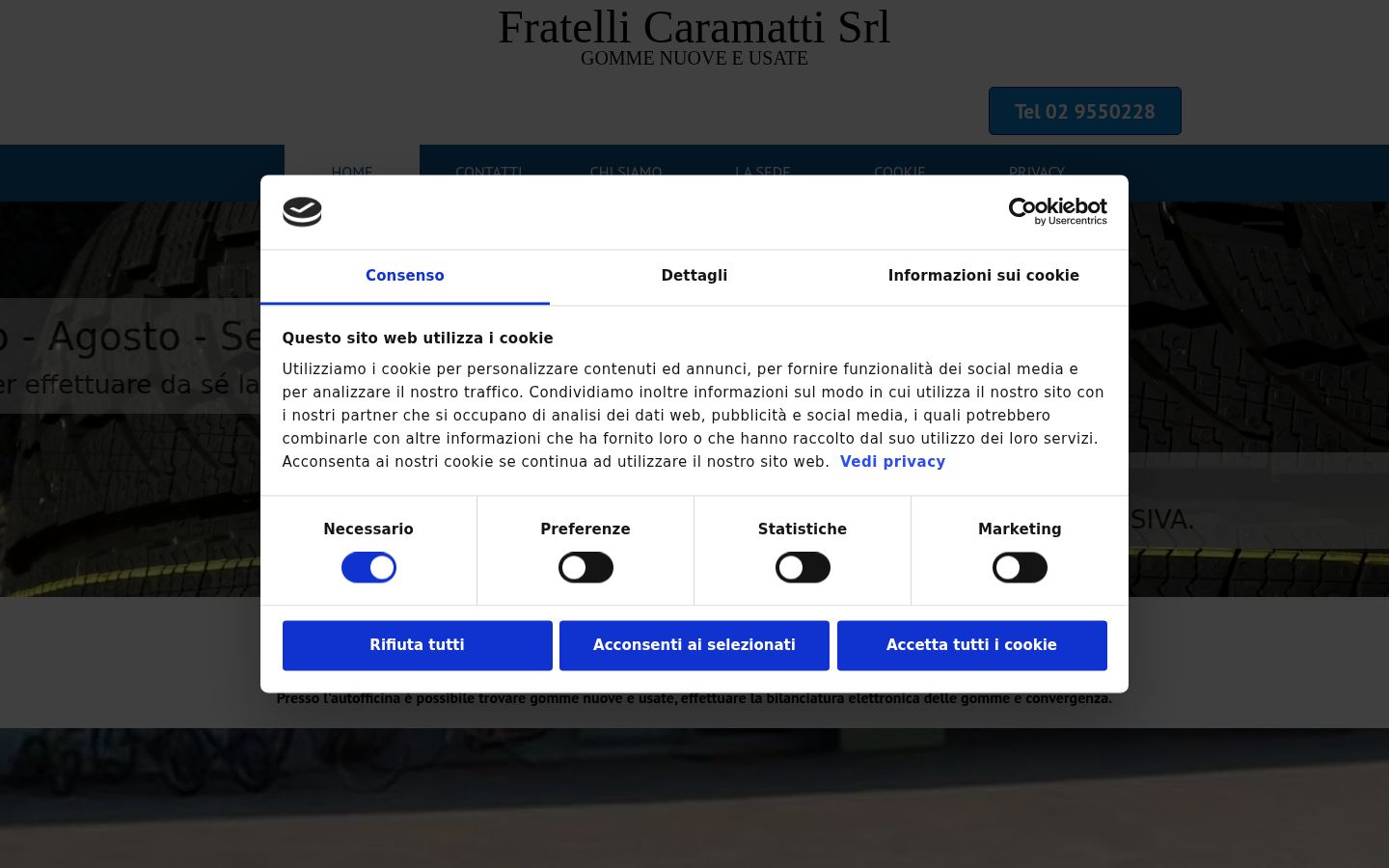 Screenshot del banner di consenso mostrato prima di qualsiasi interazione