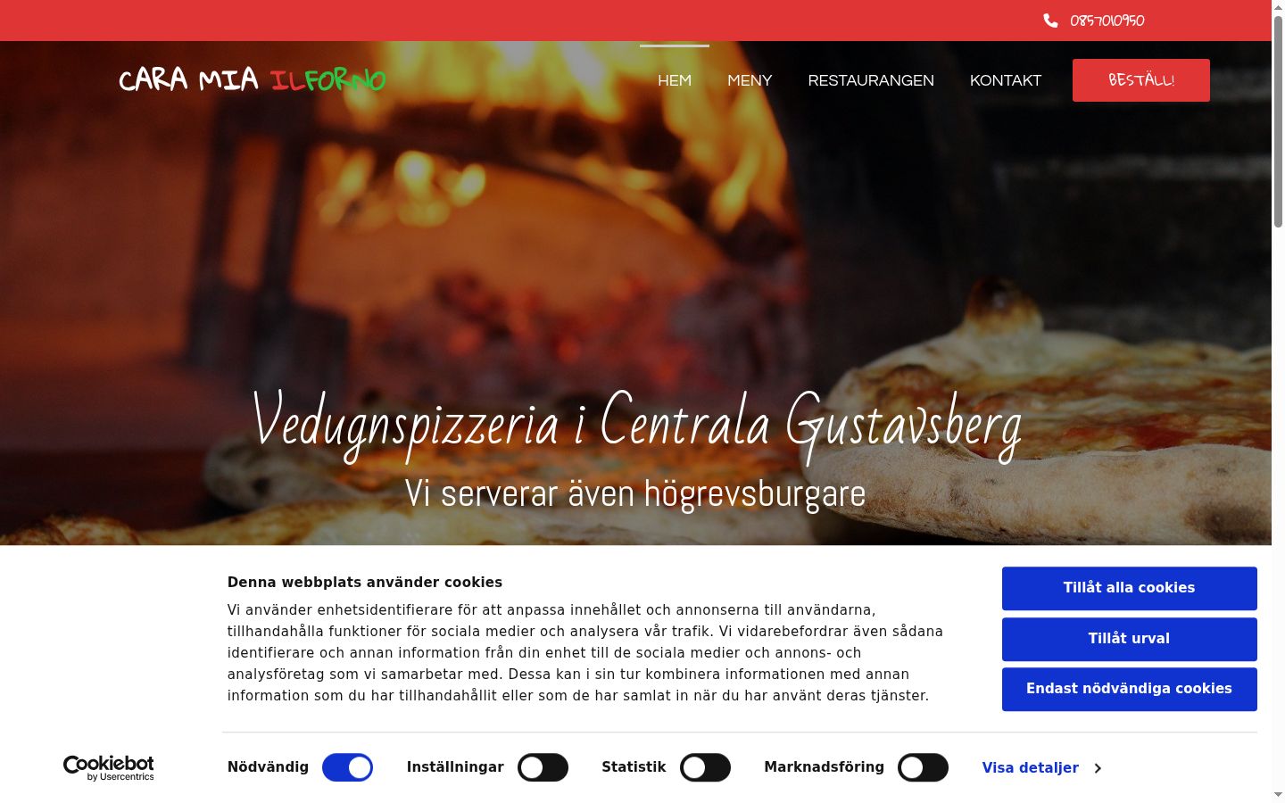 Screenshot del banner di consenso mostrato prima di qualsiasi interazione