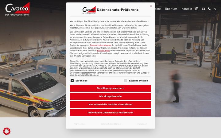 Screenshot ta' caramo.de
