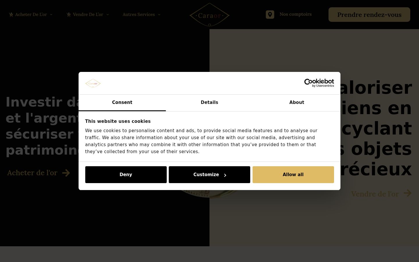 Capture d'écran de la bannière de consentement affichée avant toute interaction