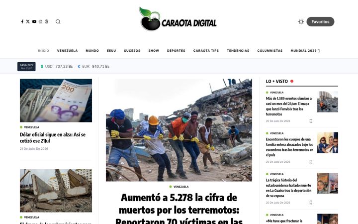 Ekrano kopija caraotadigital.net