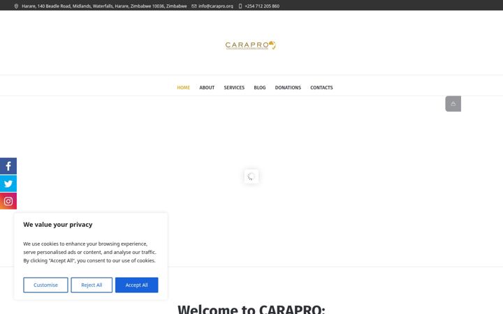 Snimka zaslona za carapro.org
