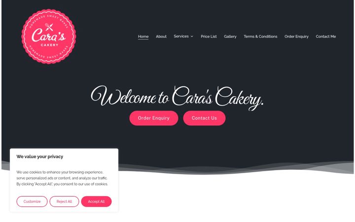 Screenshot of carascakery.ie