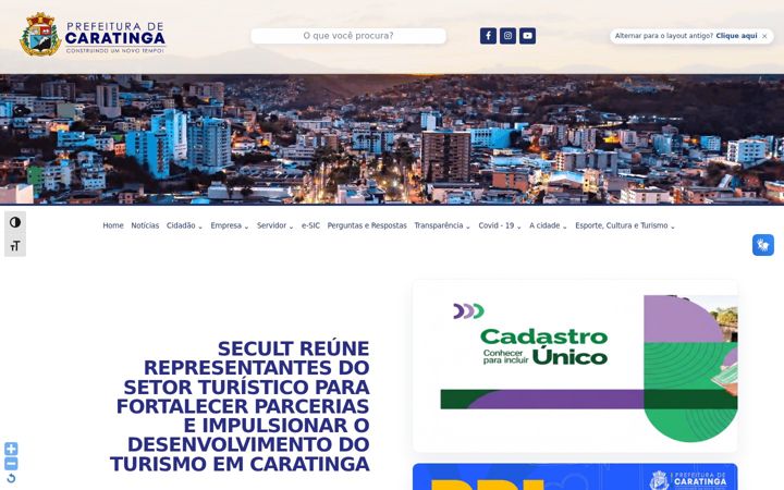Screenshot of caratinga.mg.gov.br