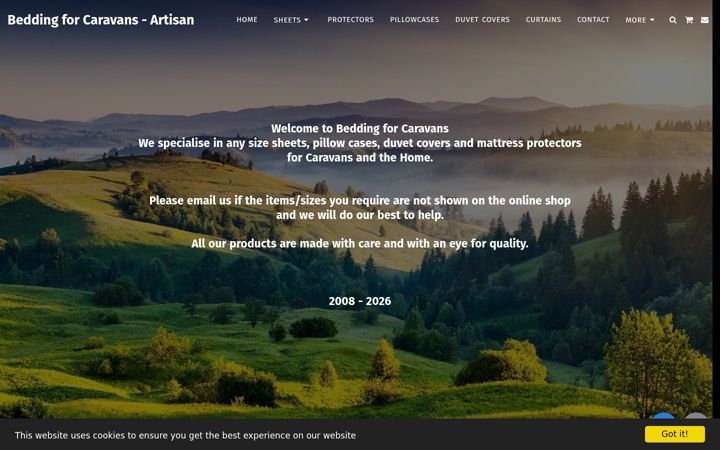 Screenshot of caravan-bedding.co.uk