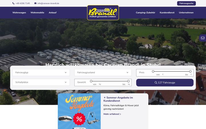 Kuvakaappaus sivustosta caravan-brandl.de