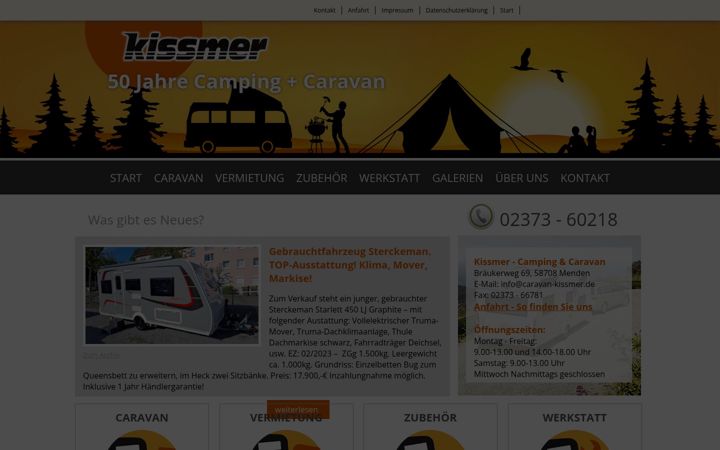 Screenshot of caravan-kissmer.de
