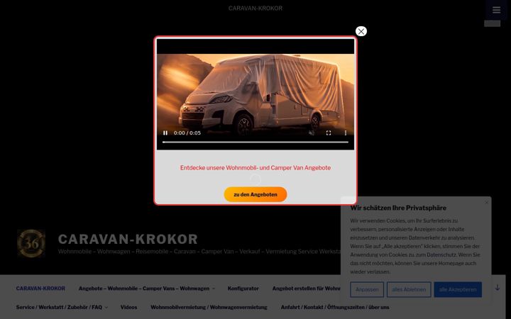 Screenshot of caravan-krokor.de