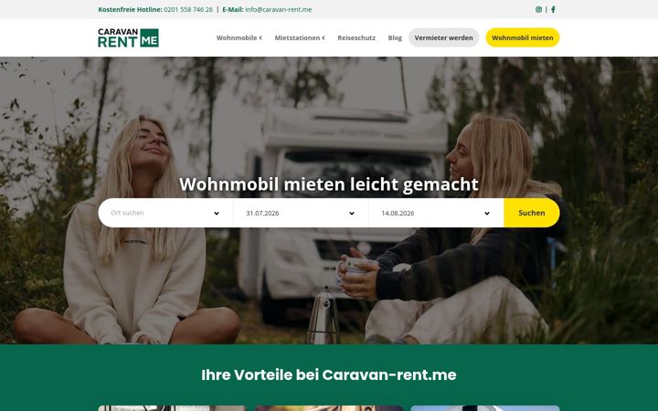 Screenshot of caravan-rent.me