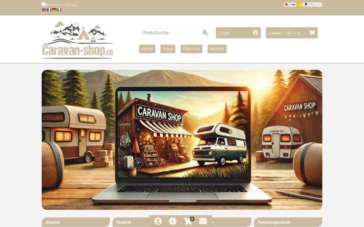 Screenshot of caravan-shop.ch