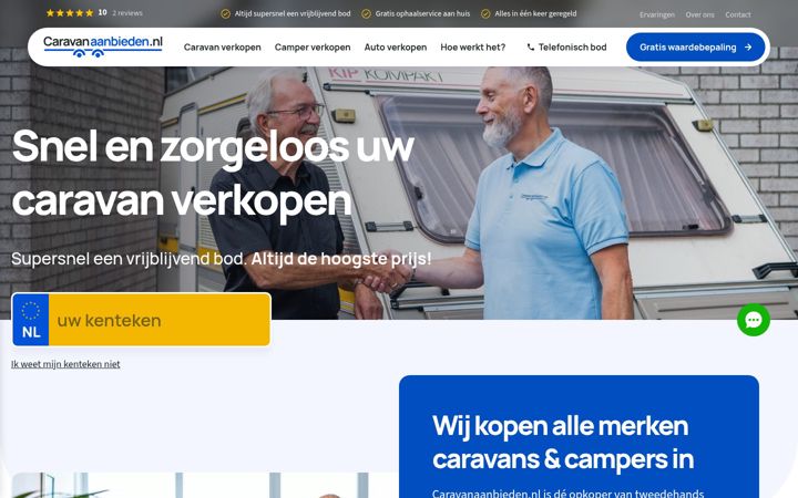 Screenshot of caravanaanbieden.nl