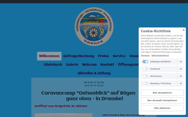 Screenshot of caravancamp-ostseeblick.de