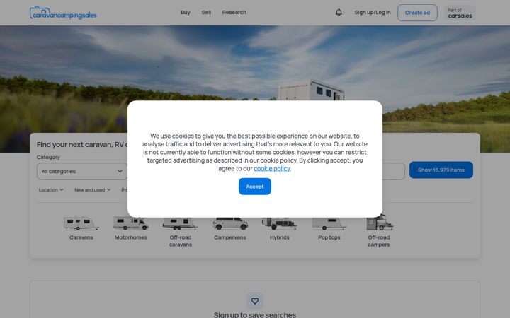 Screenshot of caravancampingsales.com.au