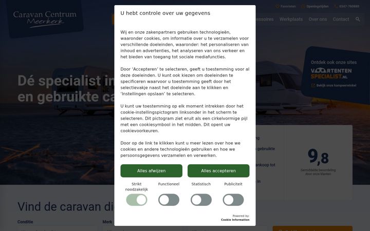 Screenshot of caravancentrummeerkerk.nl