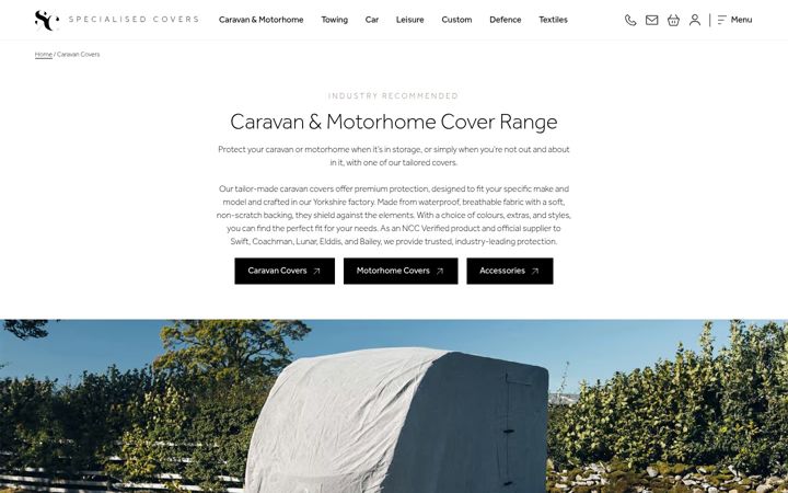 Screenshot of caravancovers.co.uk