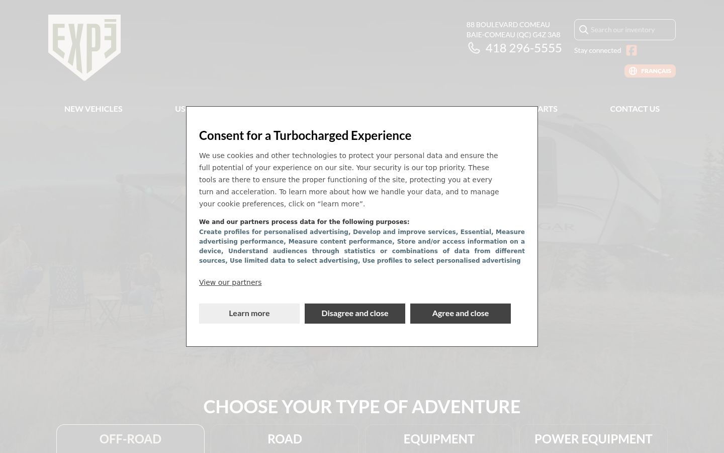 Screenshot of the consent banner shown before any interaction