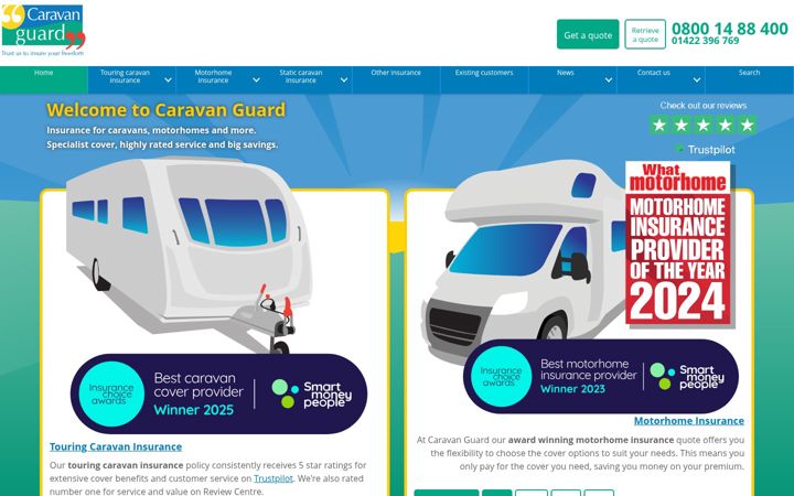 Screenshot of caravanguard.co.uk