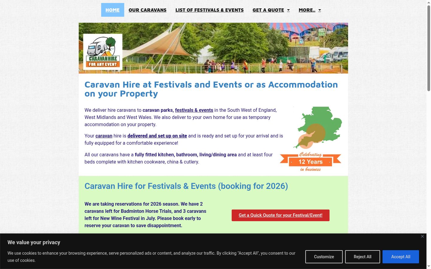 Screenshot of the consent banner shown before any interaction