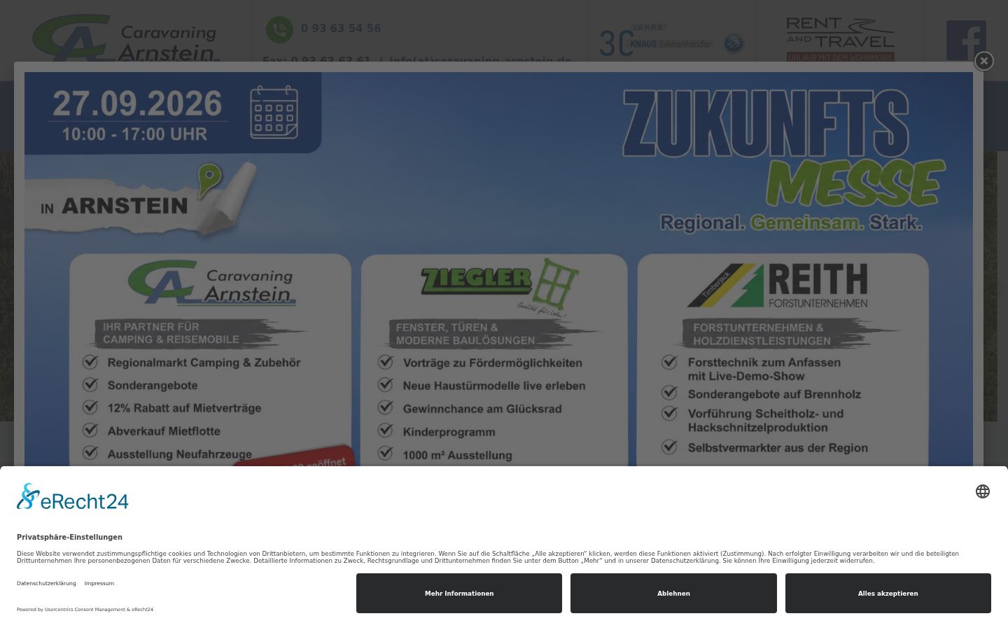 Screenshot des Einwilligungsbanners vor jeglicher Interaktion