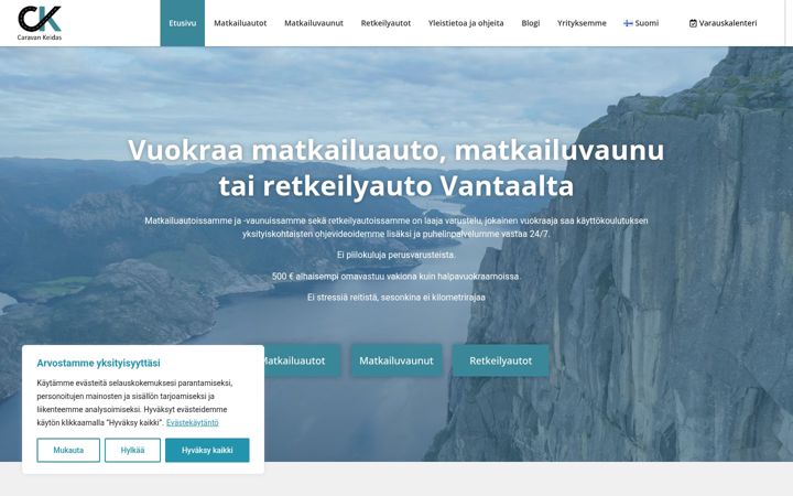 Skærmbillede af caravankeidas.fi