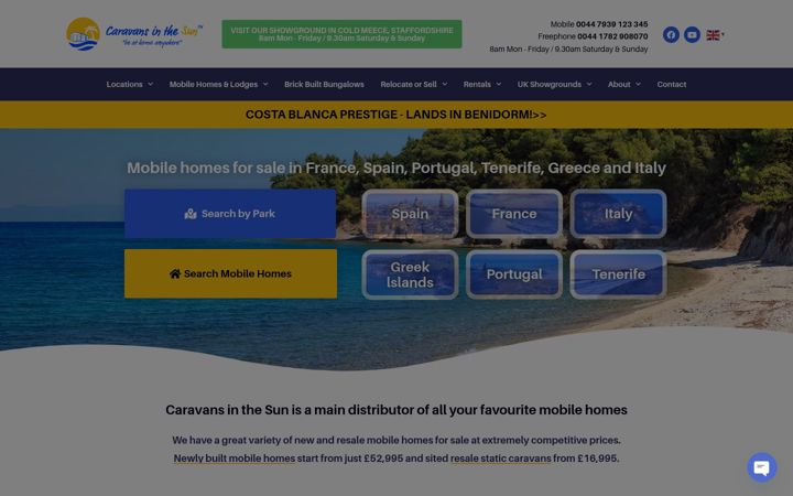 Screenshot of caravansinthesun.com