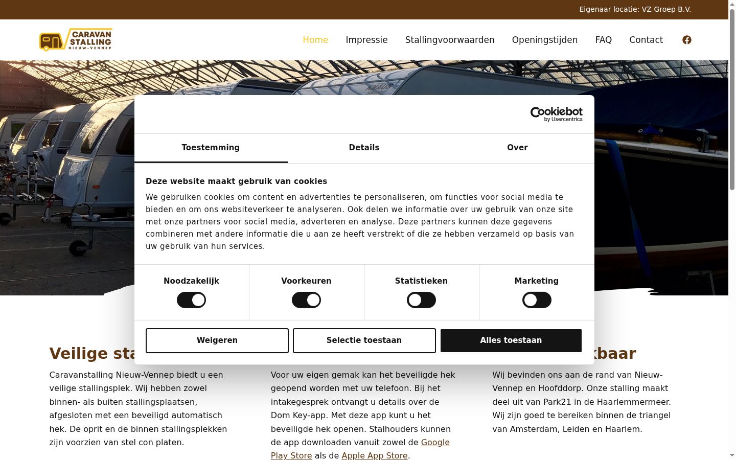 Screenshot del banner di consenso mostrato prima di qualsiasi interazione