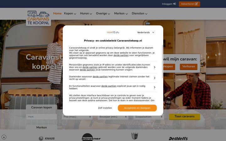 Screenshot of caravanstekoop.nl