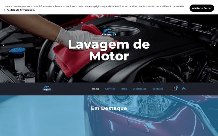 Screenshot of caravellaslavacar.com.br