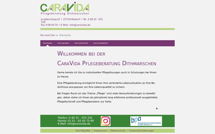 Screenshot of caravida.de