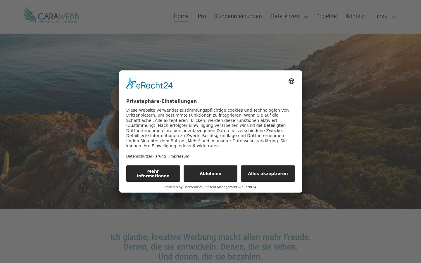 Screenshot of the consent banner shown before any interaction