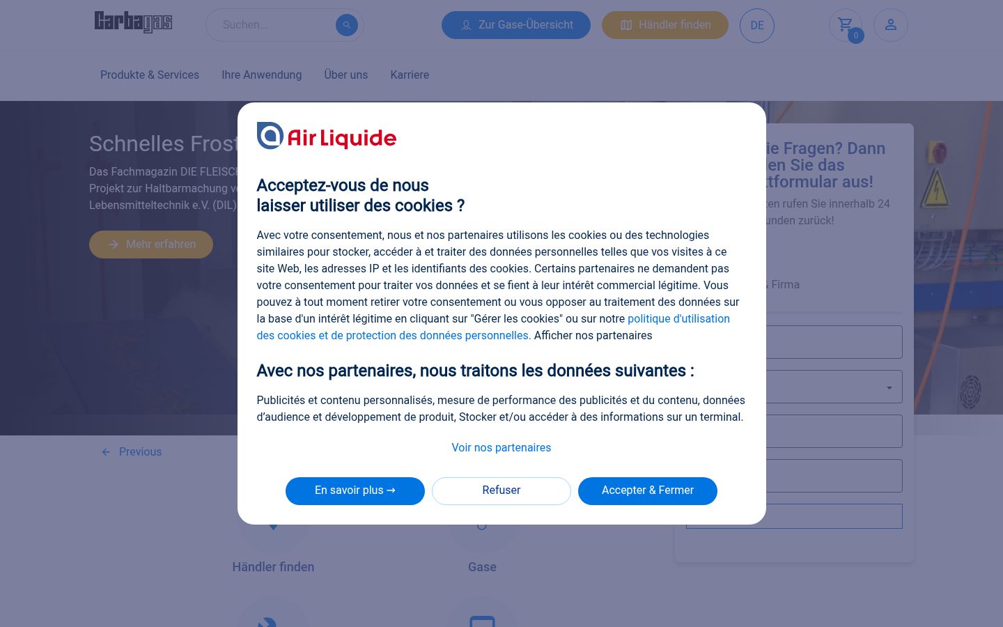 Screenshot del banner di consenso mostrato prima di qualsiasi interazione