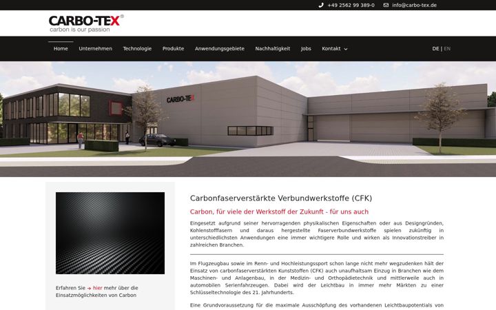Screenshot of carbo-tex.de